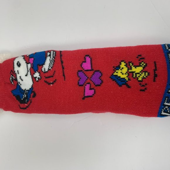 NWT Peanuts Sherpa Lined Socks Snoopy Woodstock Red Adult One Size Fits Most - Picture 4 of 4